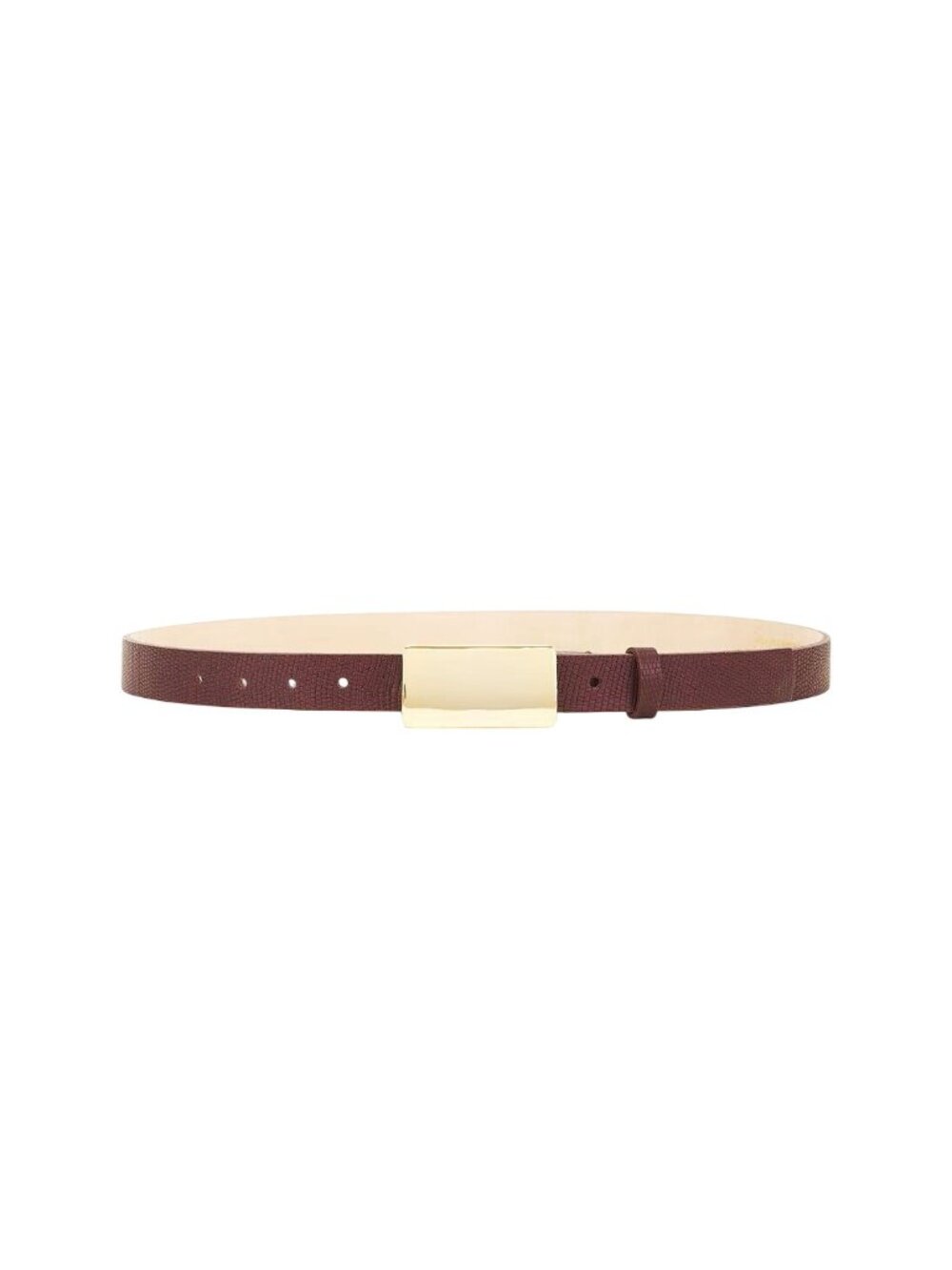 Heaven Mayhem Plate Belt in Gold & Burgundy Small Womens Leather Buckle